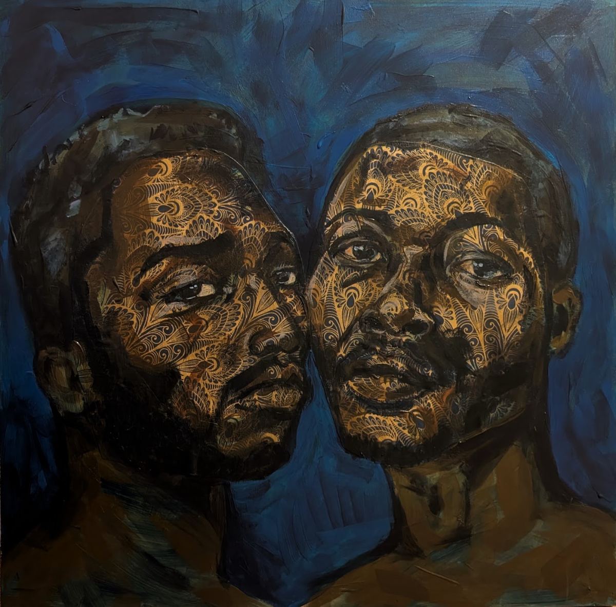 Two Faces — mixed media on canvas